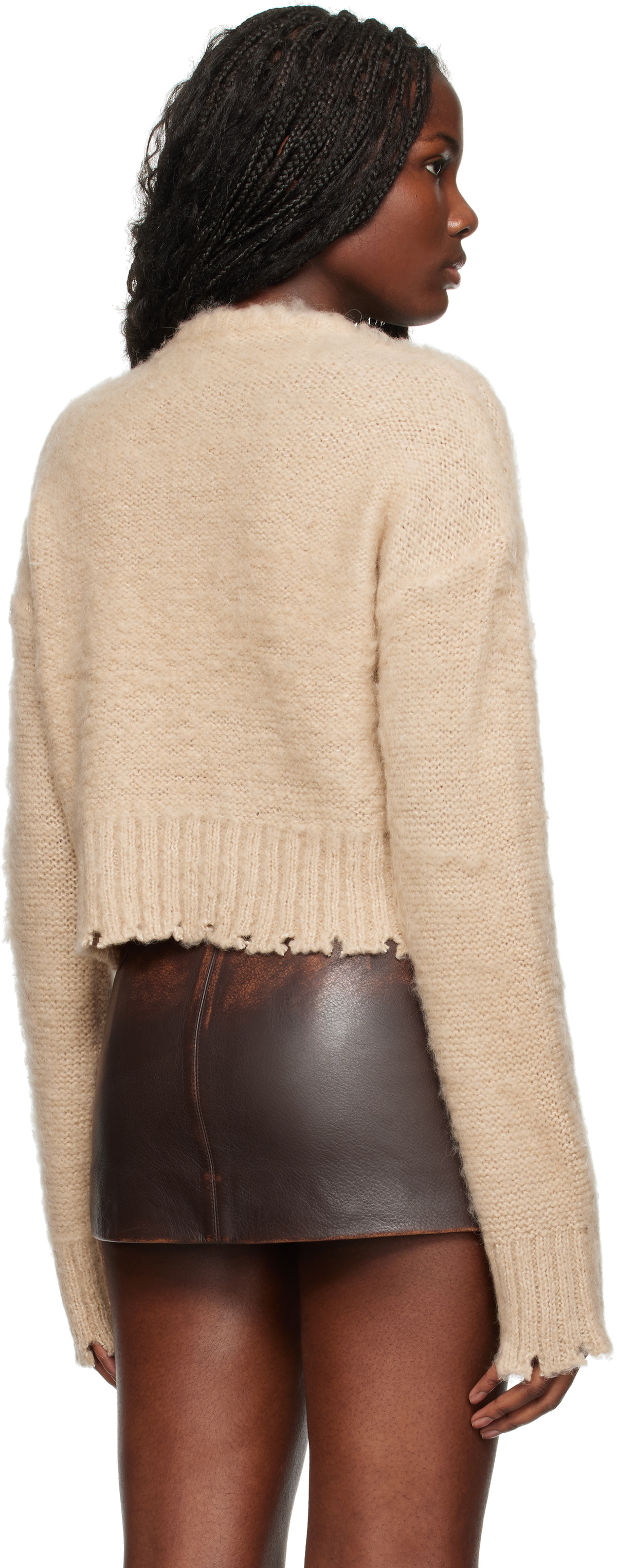 GUESS USA Beige Fuzzy Crewneck Sweater