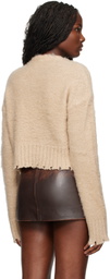 GUESS USA Beige Fuzzy Crewneck Sweater