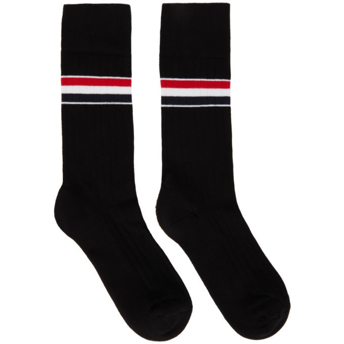 Photo: Thom Browne Black RWB Stripe Mid-Calf Athletic Socks