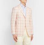 Richard James - Ivory Checked Linen, Wool and Silk-Blend Blazer - Coral