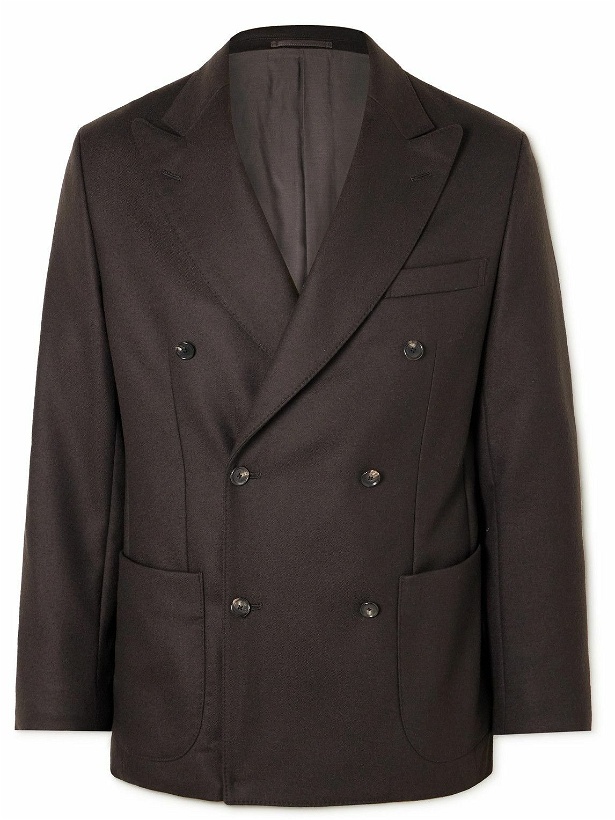 Photo: Kaptain Sunshine - Throwng Fits Double-Breasted Wool Suit Jacket - Brown