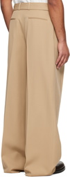 Jil Sander Beige Wool Gabardine Belted Trousers