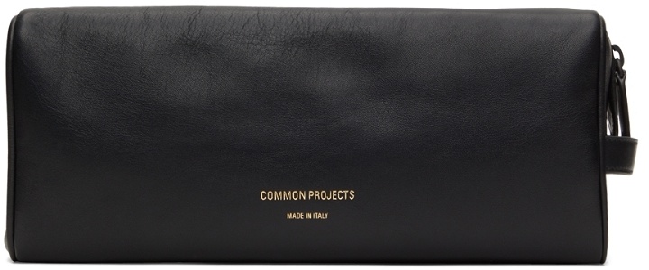 Photo: Common Projects Black Leather Logo Pouch