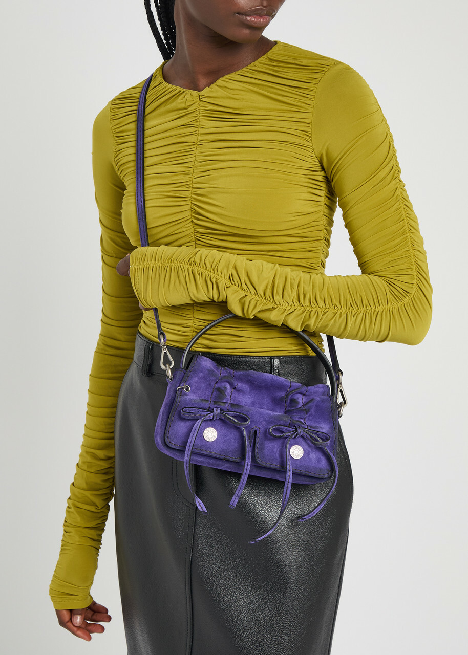 Acne Studios Multipocket Micro Distressed Suede top Handle bag - Violet - One Size