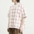 MASTERMIND WORLD Men's Plaid Short Sleeve Shirt in White Red