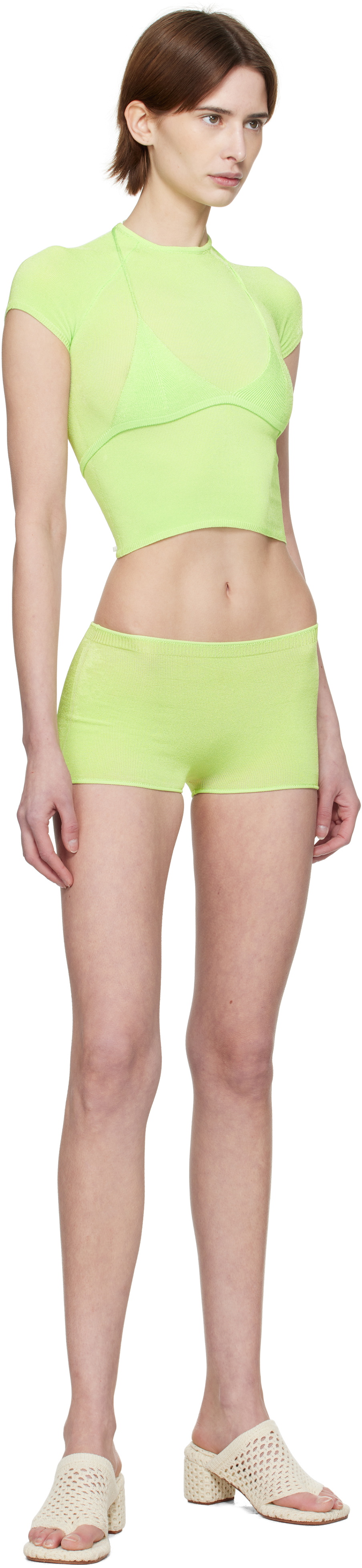 Isa Boulder Green Knitted Malley Shorts