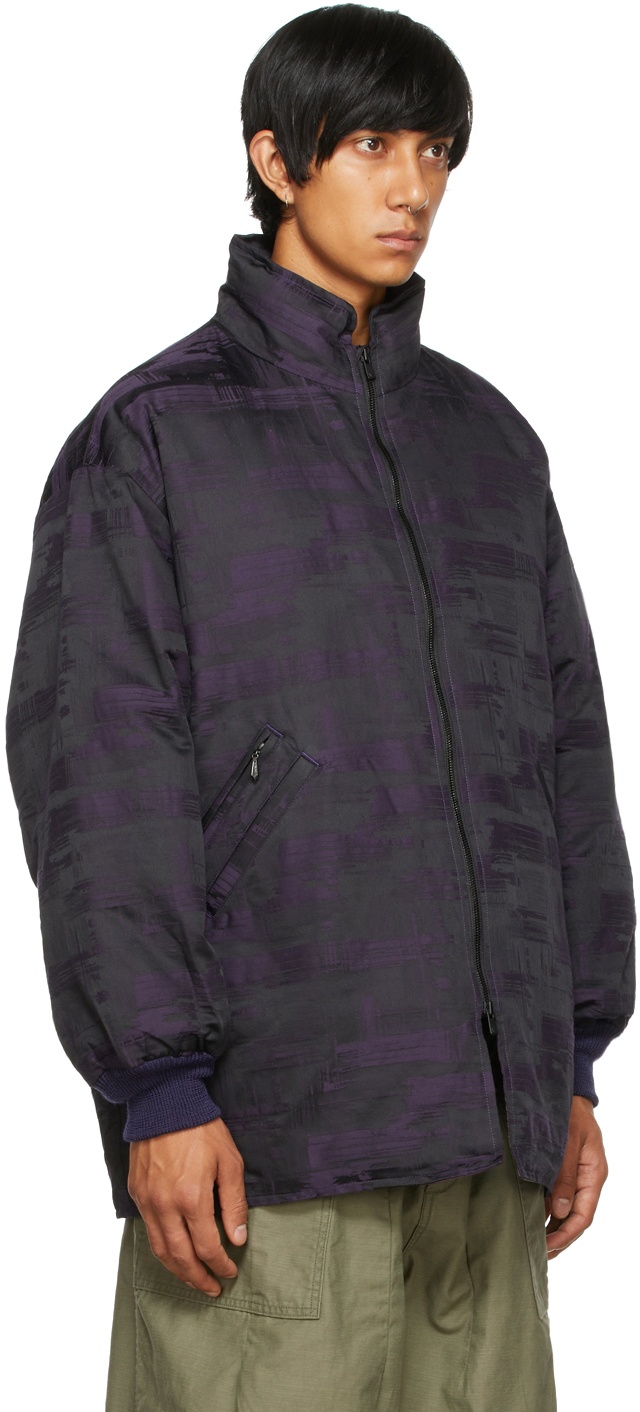 Needles Black & Purple Down Abstract Jacquard Sur Coat Needles