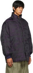 Needles Black & Purple Down Abstract Jacquard Sur Coat