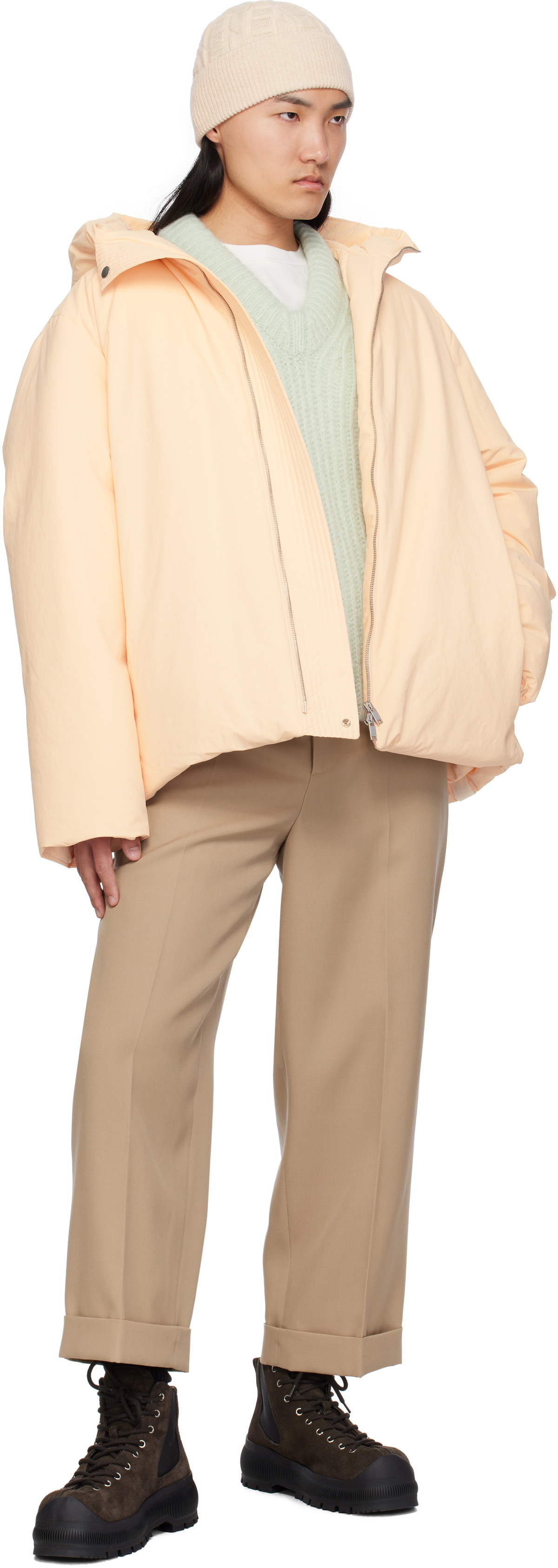 Jil Sander Pink Hooded Down Jacket