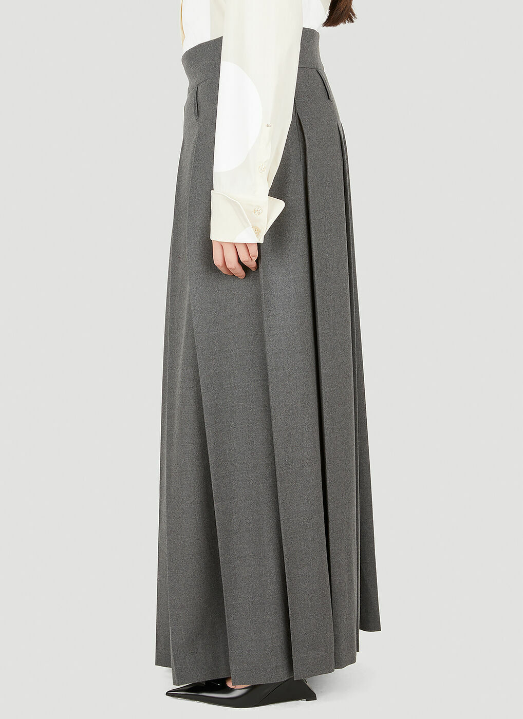 スカート SPORTMAX Woman Skirt Grey 2422106093600 001 Baviera Pleated Skirt in Grey Sportmax