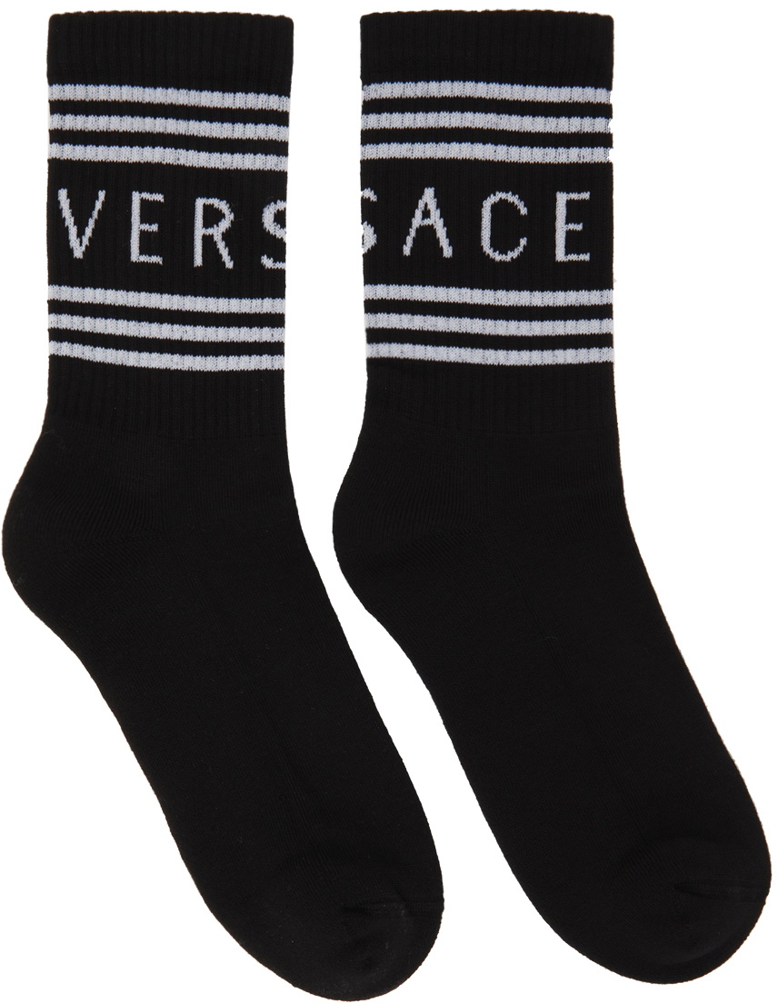 Versace Black V Pattern Tights Versace