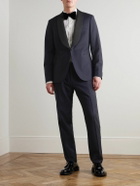 Mr P. - Shawl-Collar Satin-Trimmed Virgin Wool and Mohair-Blend Tuxedo Jacket - Blue