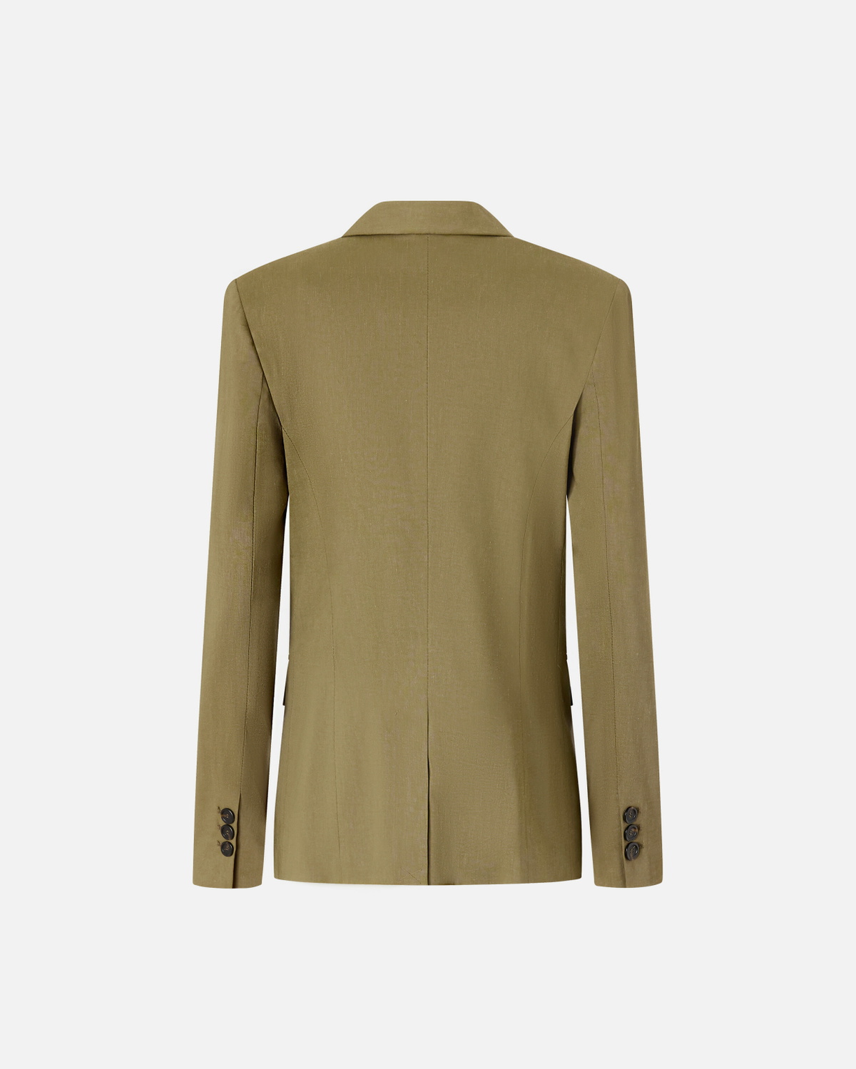 Pinko Single Breasted Stretch Linen Blazer Military Olive Green