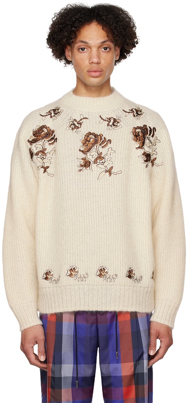 Photo: sacai Off-White Flower Embroidery Sweater
