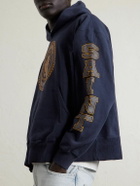 SAINT MXXXXXX - Saint College Printed Cotton Hoodie - Blue