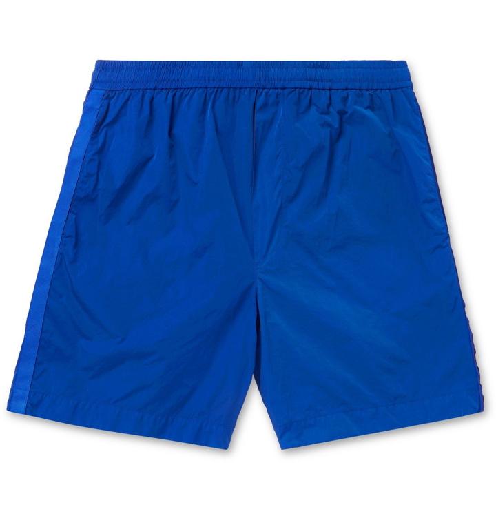 Photo: Moncler - Logo-Embroidered Grosgrain-Trimmed Shell Shorts - Blue