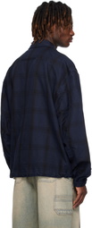 Juun.J Navy Core Check Overshirt