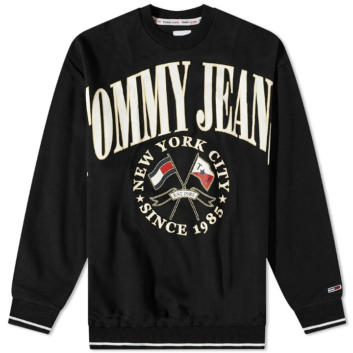 Photo: Tommy Jeans Men's Skater Prep Logo Crew Sweat in Black
