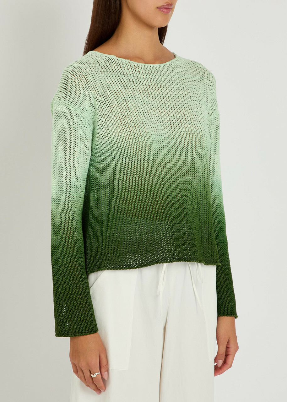 Vince Dip-dye Dégradé Cotton-blend Jumper Cream