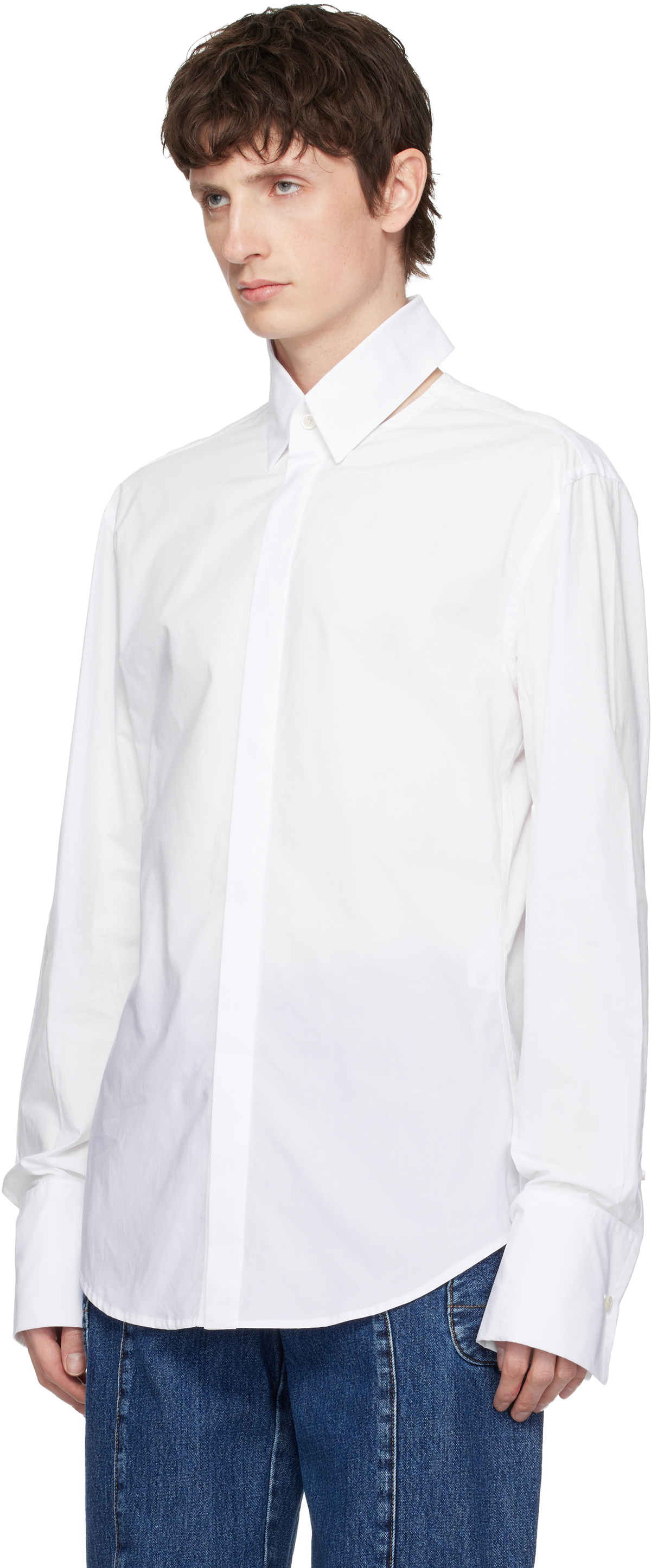 Jean Paul Gaultier White Open Fly Away Shirt
