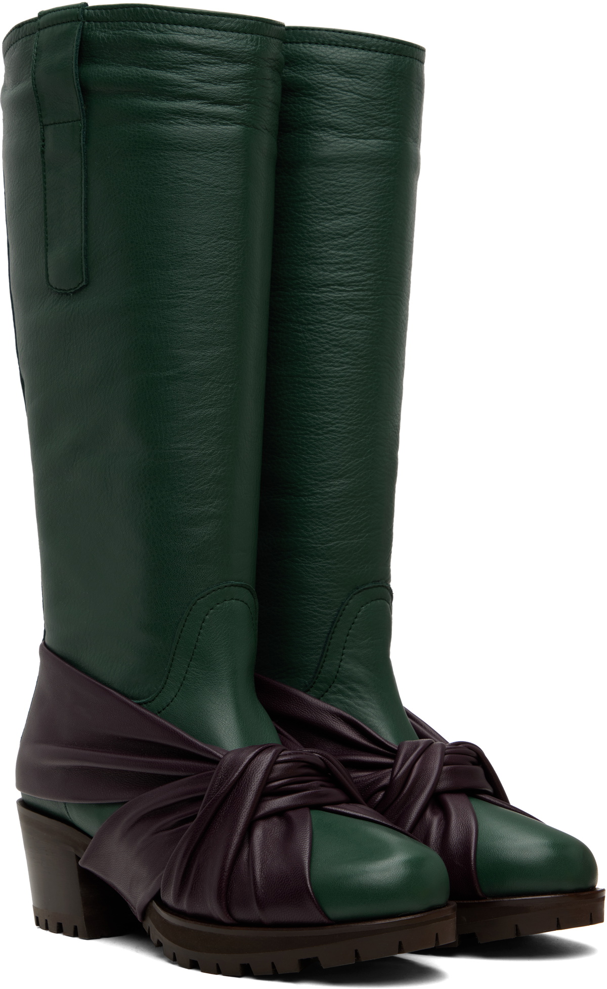 Kiko Kostadinov Green & Purple Knotted Riding Boots