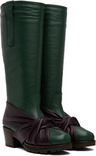 Kiko Kostadinov Green & Purple Knotted Riding Boots
