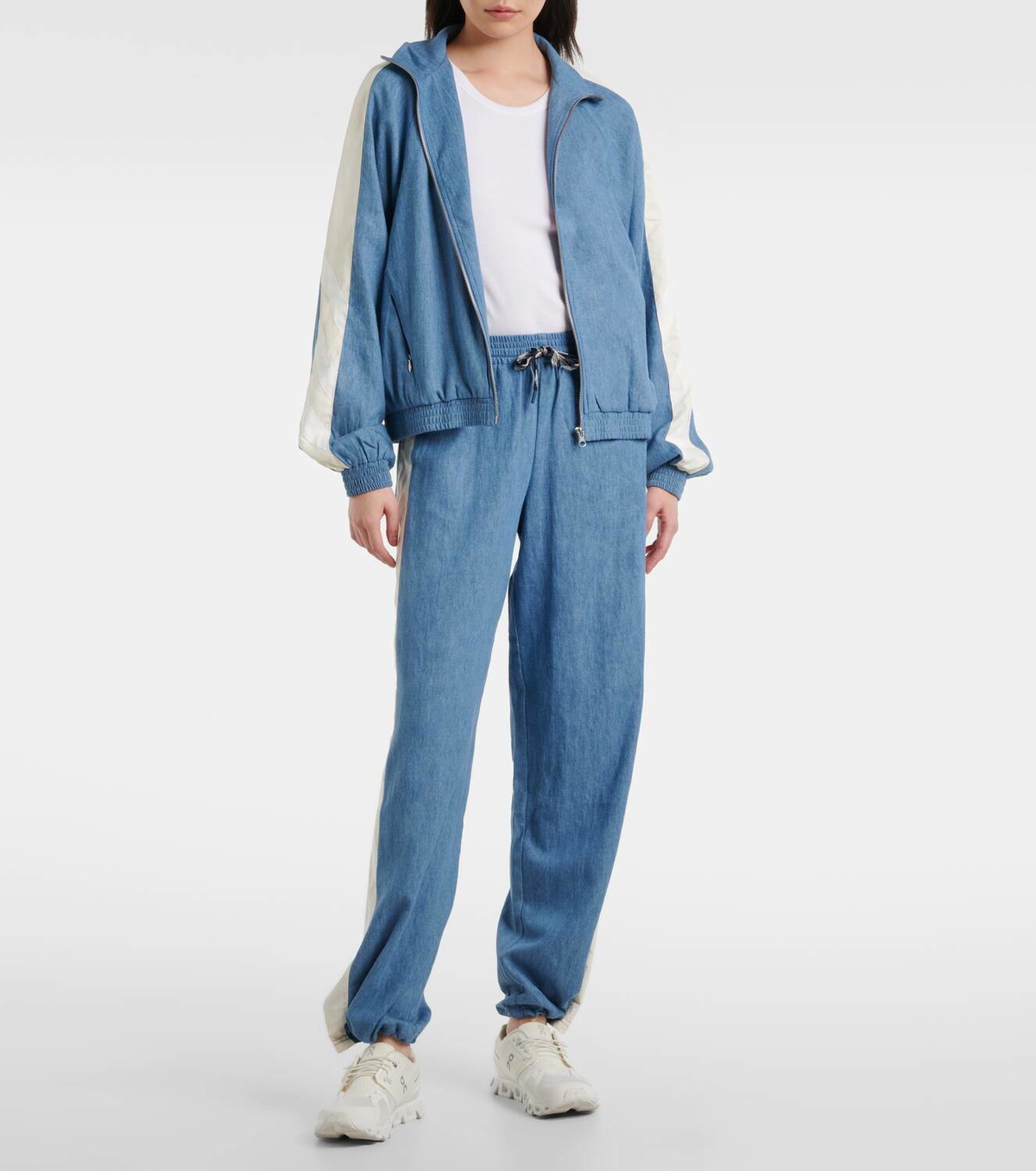The Upside Oracle Elias hemp and cotton chambray track jacket