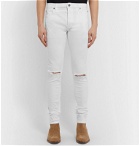 Balmain - Skinny-Fit Distressed Stretch-Denim Jeans - White