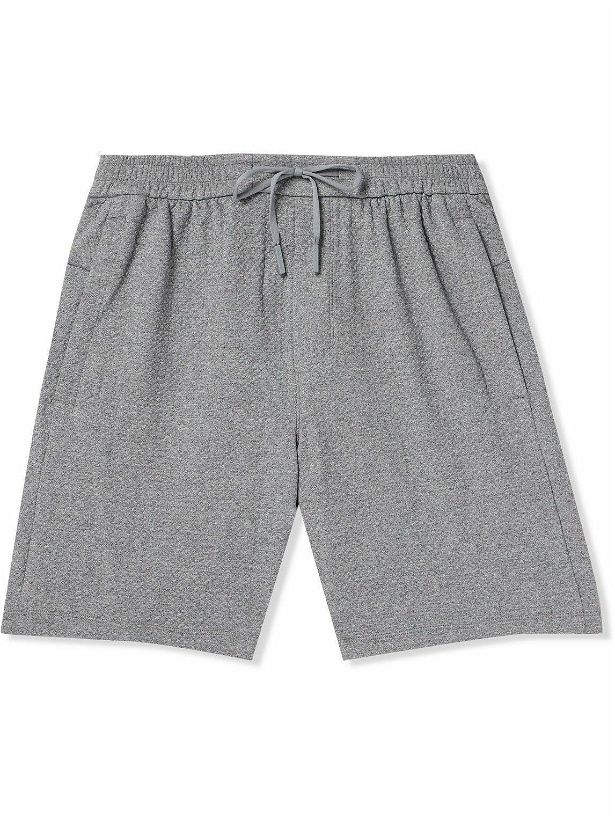 Photo: Lululemon - Straight-Leg Double-Knit Textured Cotton-Blend Jersey Drawstring Shorts - Gray