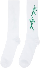 Palm Angels White & Green Miami Logo Socks