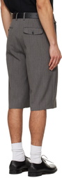 TONYWACK Gray Raw-Cut Wool Pleated Tailored Shorts