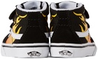 Vans Baby Black & Yellow Hot Flame Sk8-Mid Reissue V Sneakers