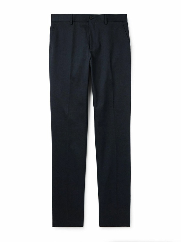 Photo: Etro - Roma Slim-Fit Straight-Leg Stretch-Cotton Twill Trousers - Blue