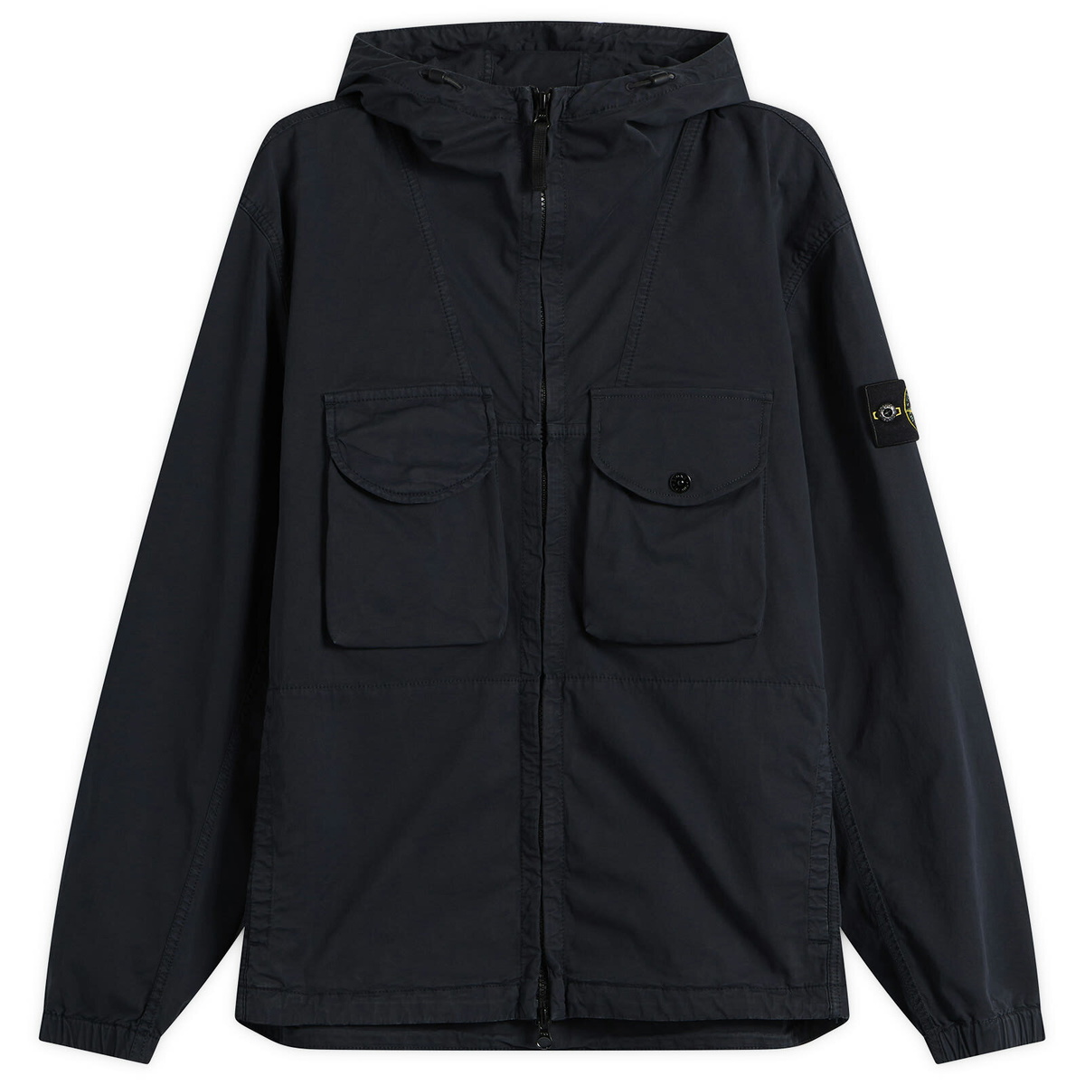Stone Island Men's Organic Cotton Twill Hooded Jacket in Navy Blue