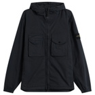 Stone Island Men's Organic Cotton Twill Hooded Jacket in Navy Blue