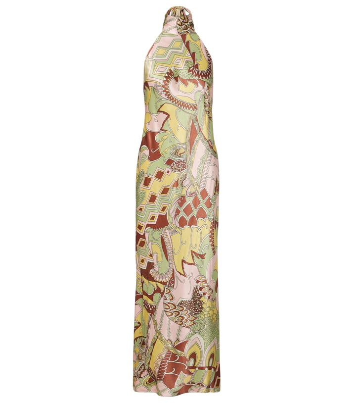 Photo: Rixo Maura printed halterneck satin midi dress