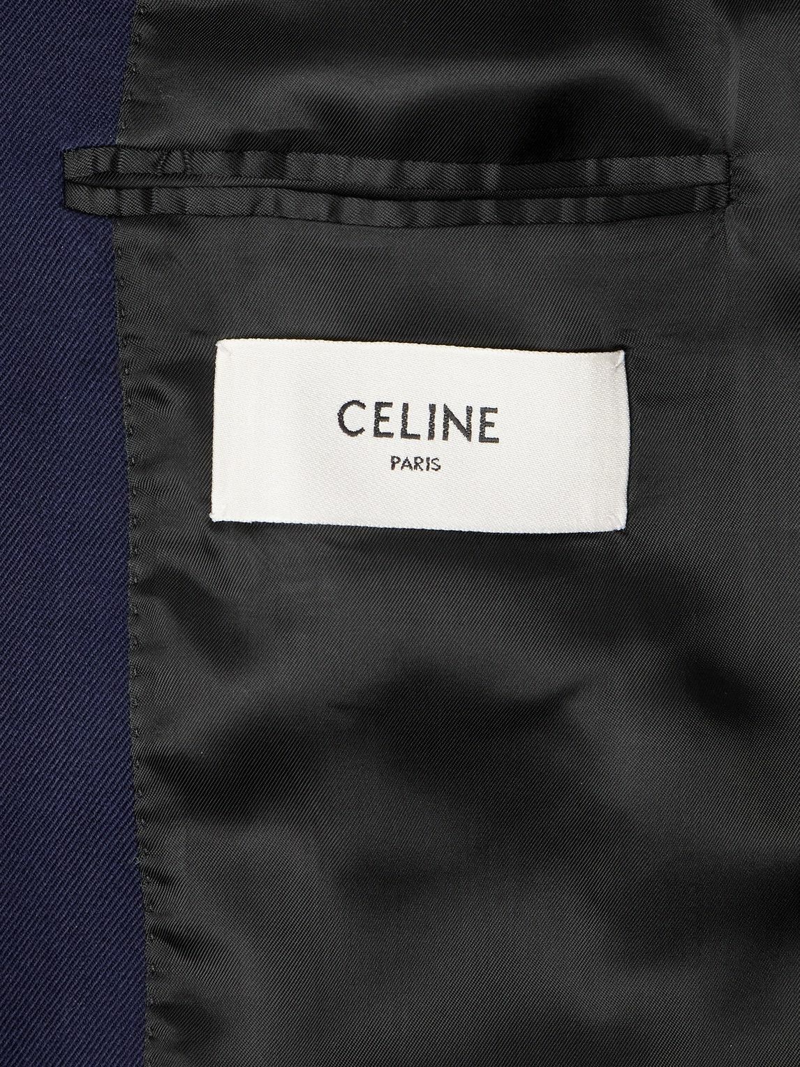 CELINE - Slim-Fit Logo-Appliquéd Piped Wool-Twill Blazer - Blue