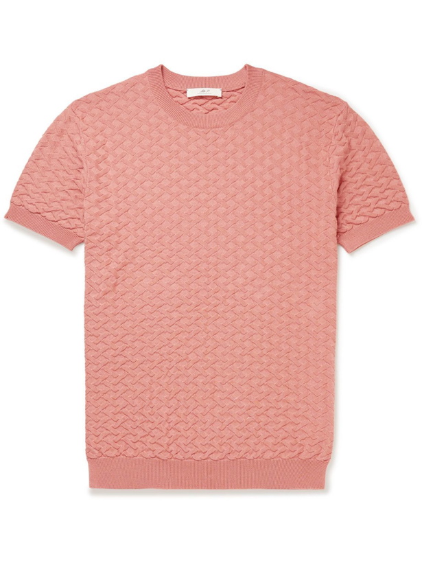 Photo: Mr P. - Knitted Cotton-Jacquard T-Shirt - Pink