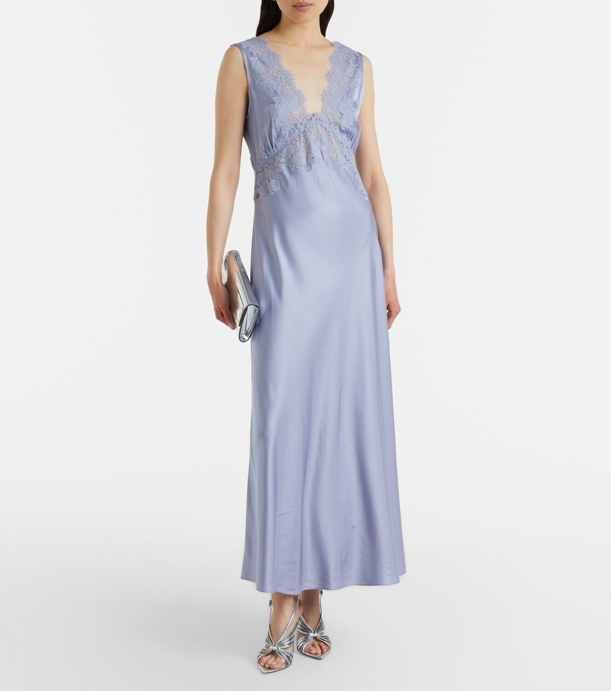Rixo Lysandra lace-trimmed satin maxi dress