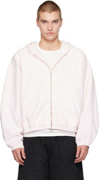 Alexander Wang Pink Logo Print Oversized Zip-Up Hoodie