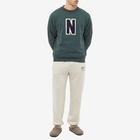 Norse Projects Men's Arne Varsity N Crew Sweat in Varsity Green