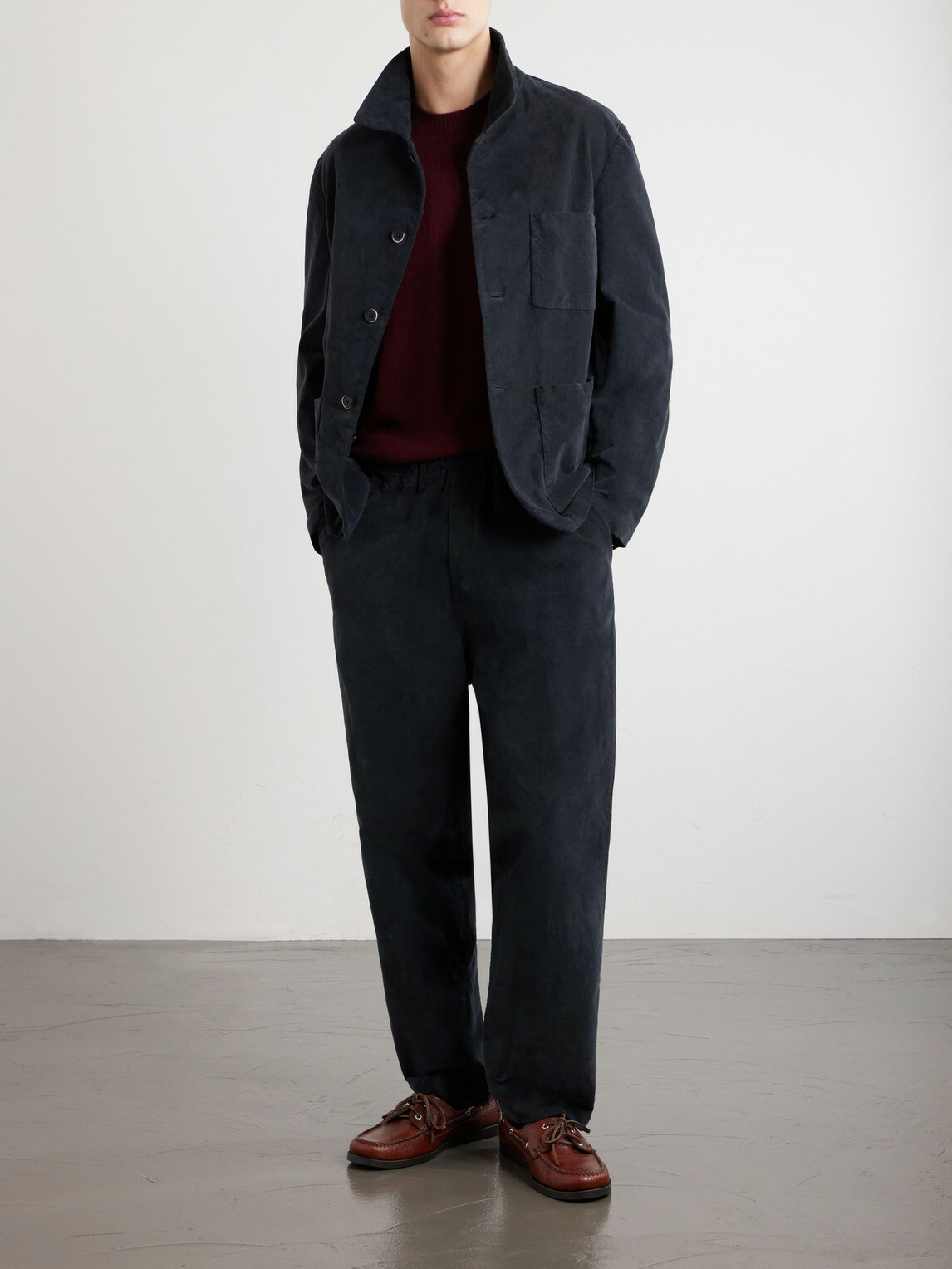 Barena - Straight-Leg Garment-Dyed Stretch Cotton-Moleskin Trousers - Blue
