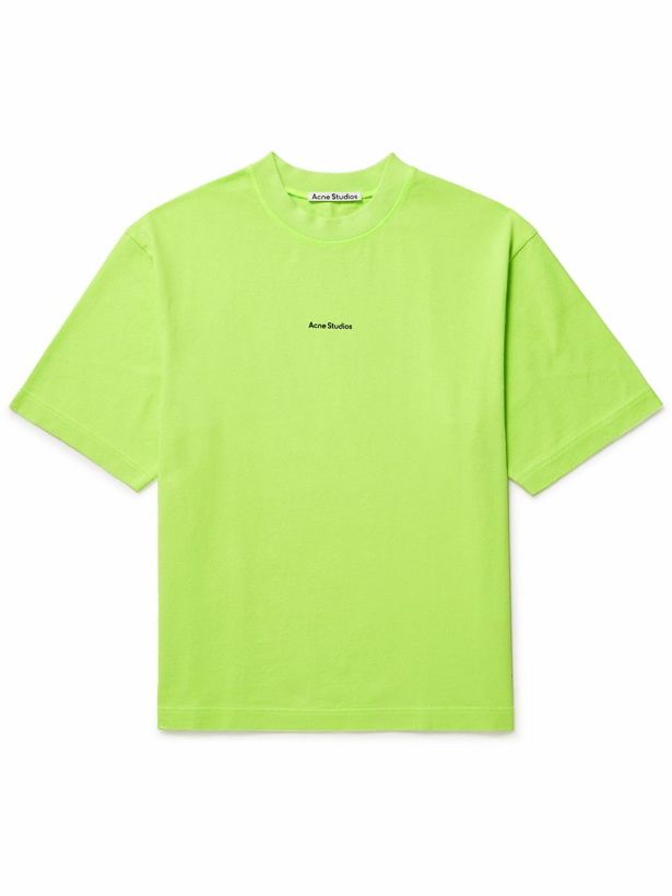 Photo: Acne Studios - Logo-Print Cotton-Jersey T-Shirt - Green