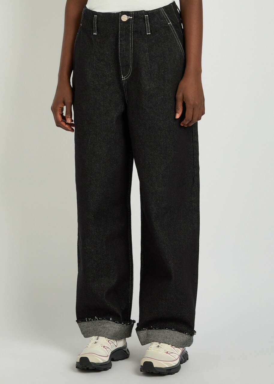Damson Madder Pascal Turn-up Wide-leg Jeans Black