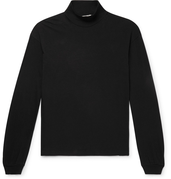 Photo: Auralee - Cotton-Jersey Mock-Neck T-Shirt - Black