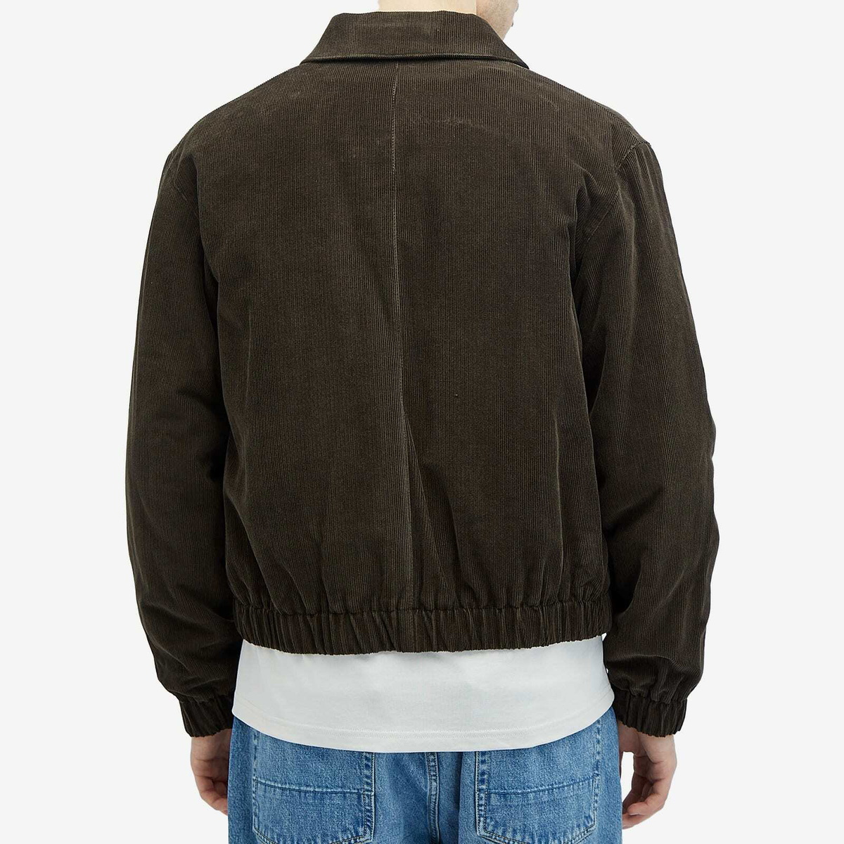 AMI Paris Men's Zipped Corduroy Bomber Jacket in Dark Coffee AMI