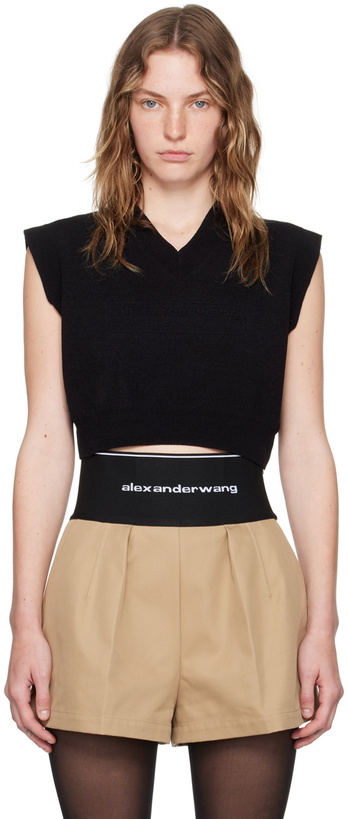 Photo: Alexander Wang Black Embossed-Logo Vest