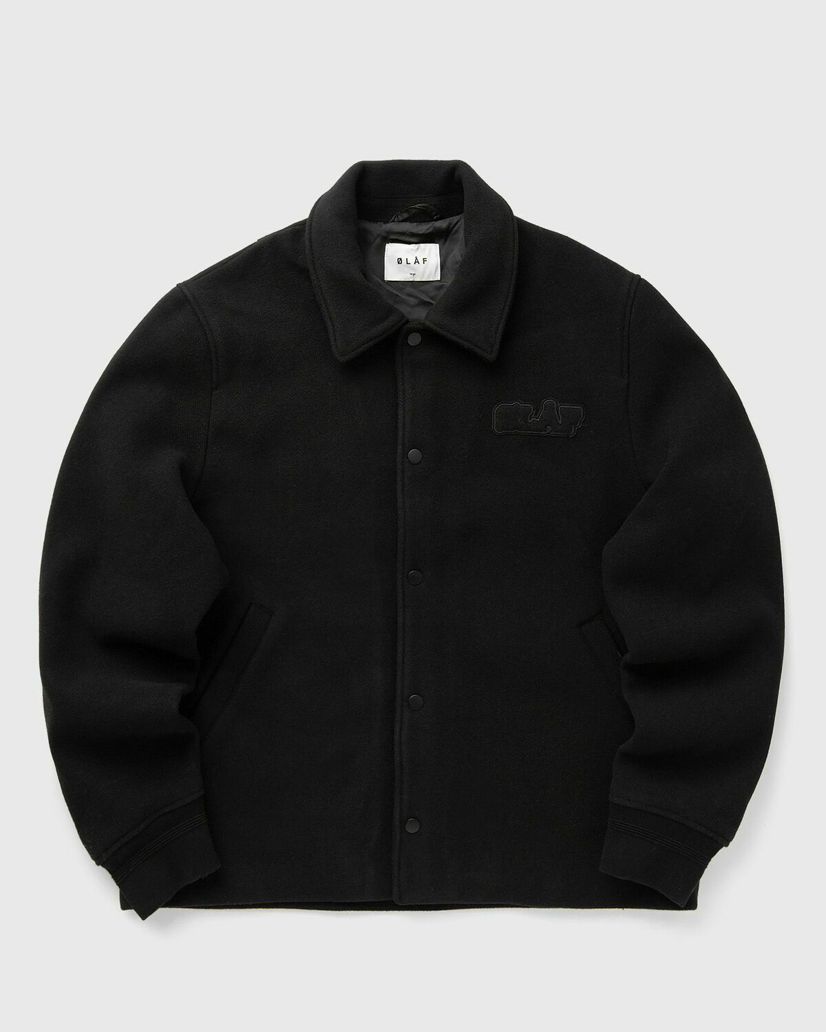 ØLÅF WOOL VARSITY COACH JACKET Black Mens Overshirt