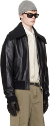 OUR LEGACY Black Pharos Leather Bomber Jacket