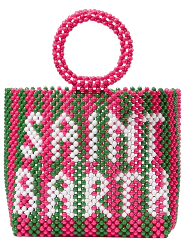 Photo: MC2 Saint Barth Beaded Handbag With Pink And Green Stripes